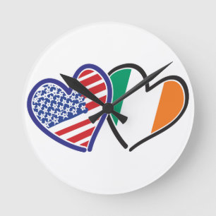 USA Ireland Heart Flags Ronde Klok
