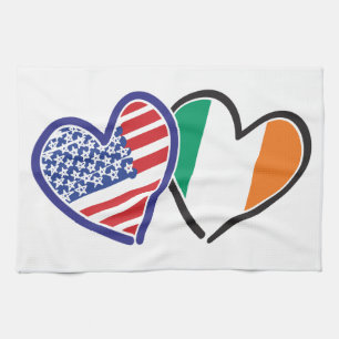 USA Ireland Heart Flags Theedoek
