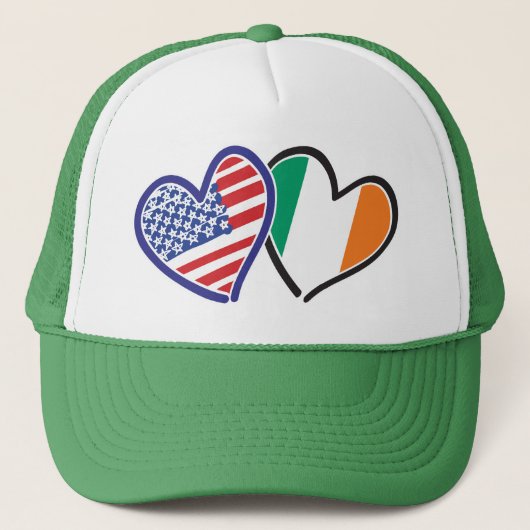 USA Ireland Heart Flags Trucker Pet (Voorkant)