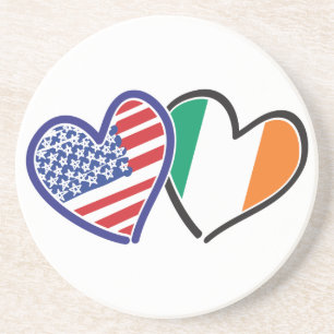 USA Ireland Heart Flags Zandsteen Onderzetter