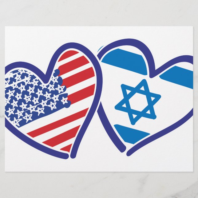 USA Israel Heart Flag (Voorkant)