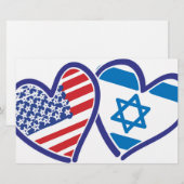 USA Israel Heart Flag Briefpapier (Voorkant / Achterkant)