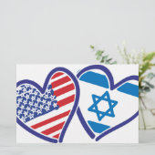 USA Israel Heart Flag Briefpapier (Staand voorkant)