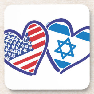 USA Israel Heart Flag Drankjes Onderzetter