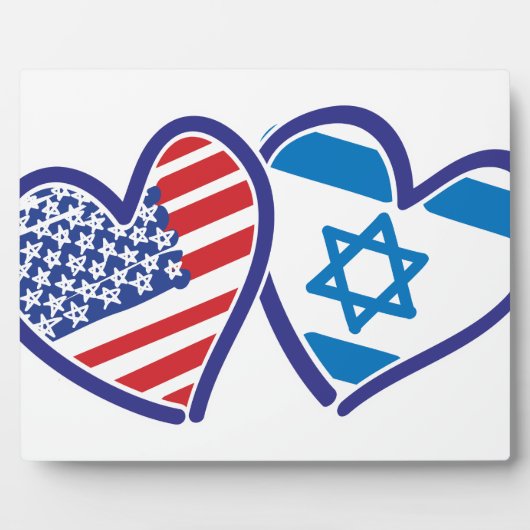 USA Israel Heart Flag Fotoplaat (Voorkant)
