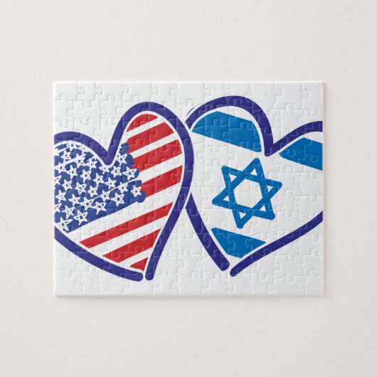 USA Israel Heart Flag Legpuzzel (Horizontaal)