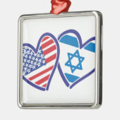 USA Israel Heart Flag Metalen Ornament (Links)