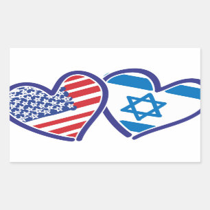 USA Israel Heart Flag Rechthoekige Sticker