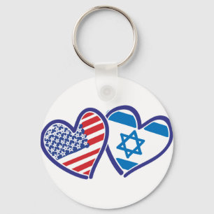 USA Israel Heart Flag Sleutelhanger