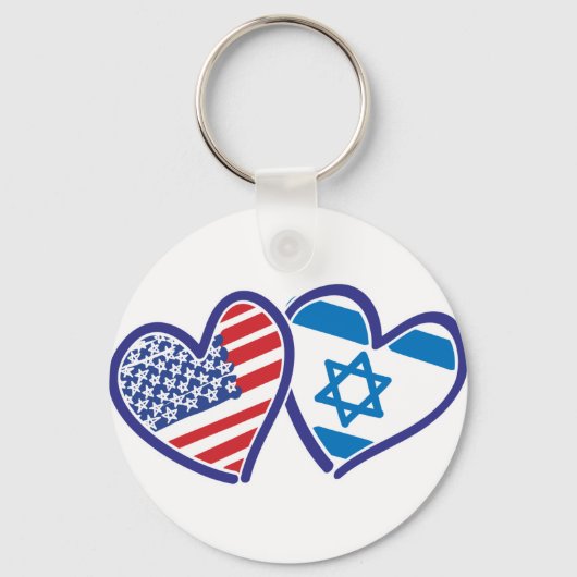 USA Israel Heart Flag Sleutelhanger (Voorkant)