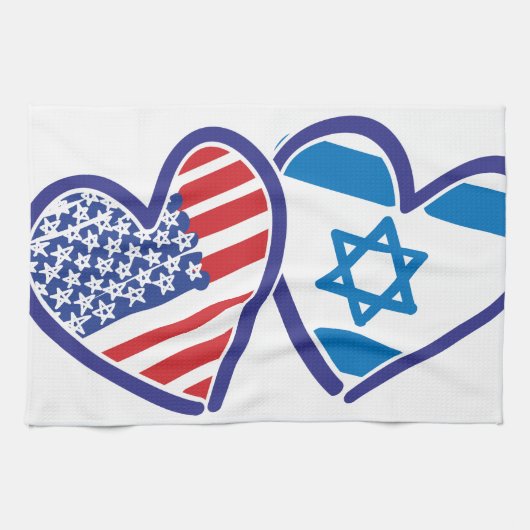 USA Israel Heart Flag Theedoek (Horizontaal)