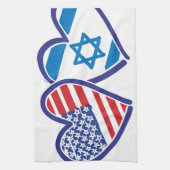 USA Israel Heart Flag Theedoek (Verticaal)