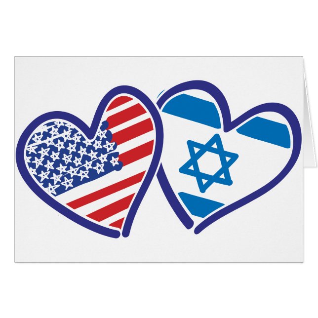 USA Israel Heart Flags (Voorkant Horizontaal)