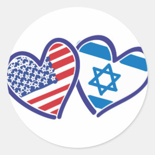 USA Israel Heart Flags Ronde Sticker