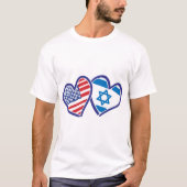 USA Israël Liefde Harten T-shirt (Voorkant)