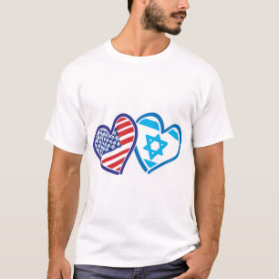 USA Israël Liefde Harten T-shirt