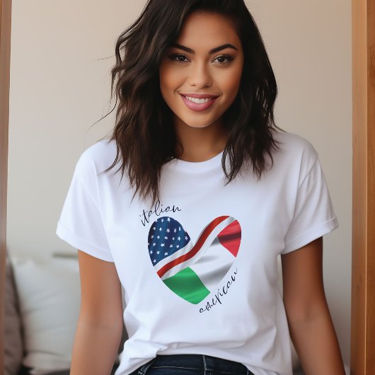 USA Italië Vlag Hart | Italiaanse Amerikaanse trot T-shirt