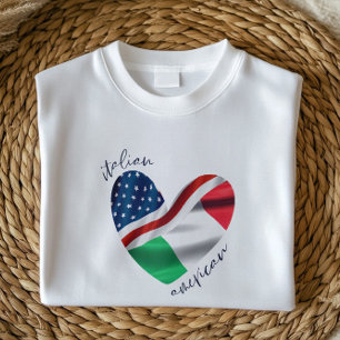 USA Italië Vlag Hart Italiaanse Amerikaanse trot T-shirt