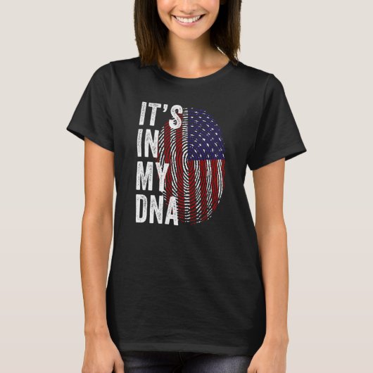 USA It's In My DNA Cute American Fingerprint Ameri T-shirt (Voorkant)