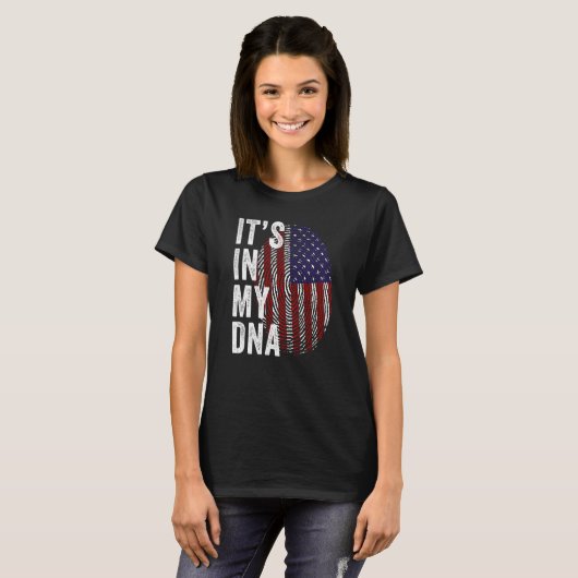 USA It's In My DNA Cute American Fingerprint Ameri T-shirt (Voorkant volledig)
