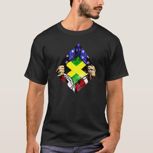 Usa Jamaica Flag Half American Half Jamaican Roots T-shirt (Voorkant)