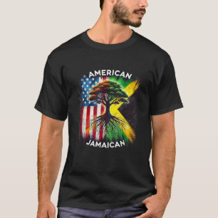 USA Jamaica Vlag Jamaicaanse Roots Amerikaans Gebo T-shirt