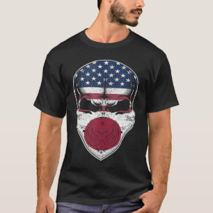 USA Japan Roots Japanse Amerikaanse vlag schedel t T-shirt