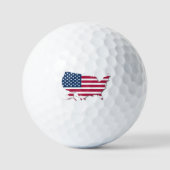 USA Kaart en Vlag Rood Wit en Blauw Stripes Sterre Golfballen (Voorkant)