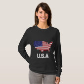 USA kaart en vlag T-shirt (Voorkant volledig)