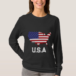 USA kaart en vlag T-shirt