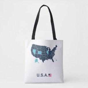 USA kaart geborduurd patch trucker leer Tote Bag