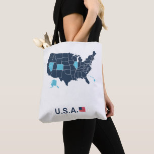 USA kaart geborduurd patch trucker leer Tote Bag