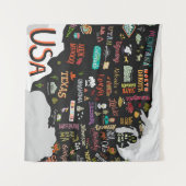 USA Kaart: Geïllustreerd Poster Wandkleed (Voorkant (horizontaal))