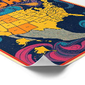 USA Kaart Illustratie Poster (Hoek)