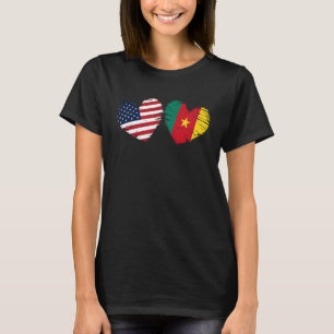 USA Kameroen Vlag Hart Valentijnsdag Kameroen T-shirt