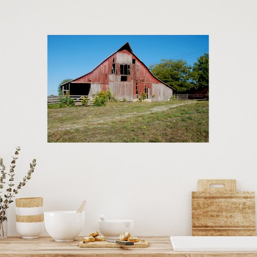 USA, Kansas, Old Red Barn Poster (Keuken)