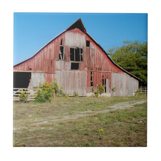 USA, Kansas, Old Red Barn Tegeltje (Voorkant)
