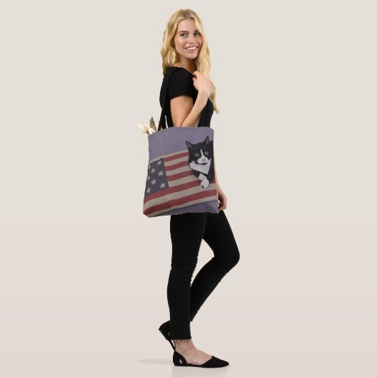 USA Kat Canvas tas (Op model)