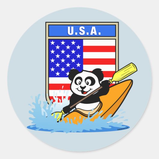 USA Kayaking Panda Ronde Sticker (Voorkant)