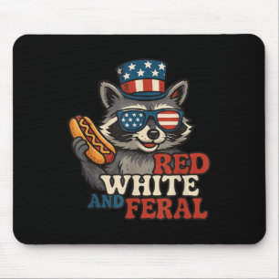 USA Kinder Rood Grappig Wit en Feral Racoon Feral Muismat