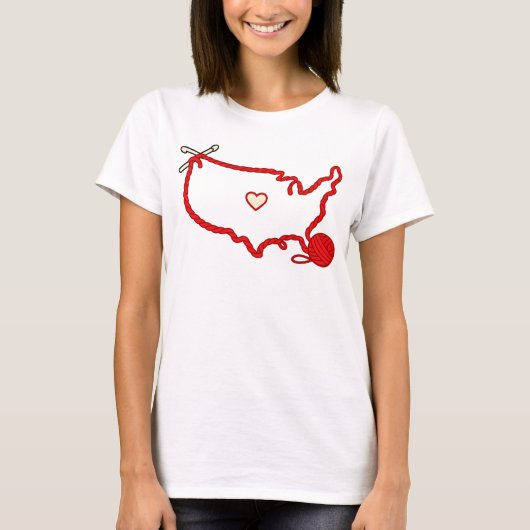 USA Knitting Heart Map – American Yarn Lover T-shirt (Voorkant)