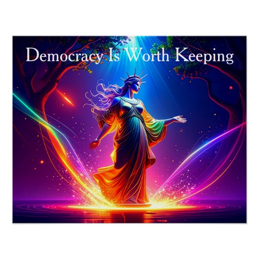 USA Lady Liberty Democracy Is Worth Keeping Perfect Poster (Voorkant)
