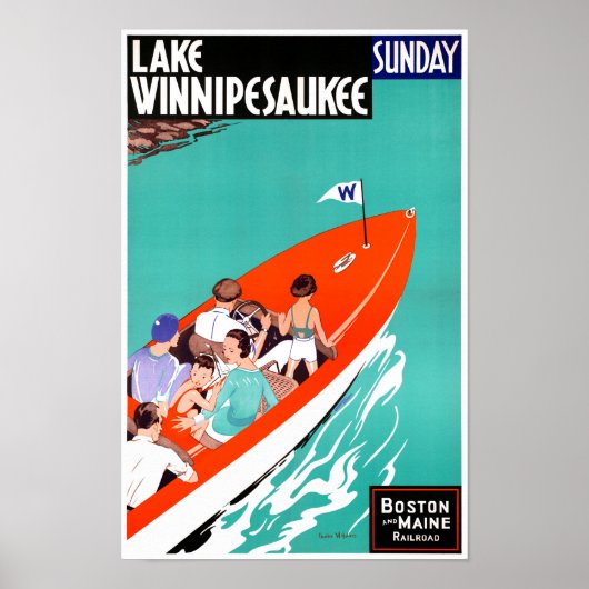 USA Lake Winnipesaukee Restored Vintage Poster (Voorkant)