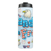 USA Land van de Vrije 4e van juli Onafhankelijkhei Thermosbeker (Voorkant)