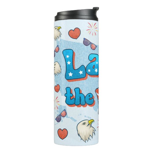 USA Land van de Vrije 4e van juli Onafhankelijkhei Thermosbeker (Gedraaid links)