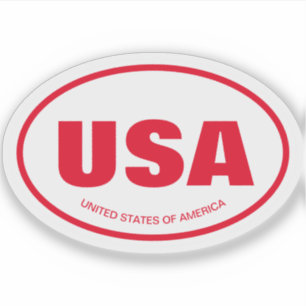 USA landcode doorzichtige ovale vinyl sticker