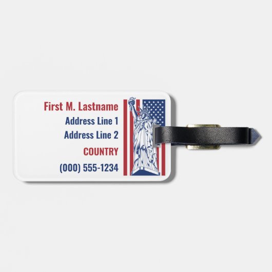 USA Liberty aangepaste tekst bagagelabel (Achterkant horizontaal)