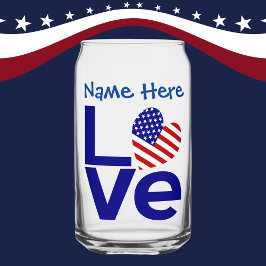 USA LIEFDE Blauw Gepersonaliseerd Blikvorm Glas