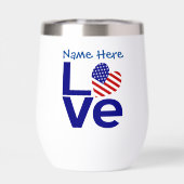 USA Liefde Vlag in Blauw Gepersonaliseerd (Achterkant)