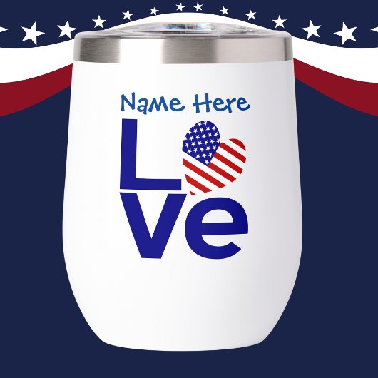 USA Liefdesvlag in Blauw Gepersonaliseerd